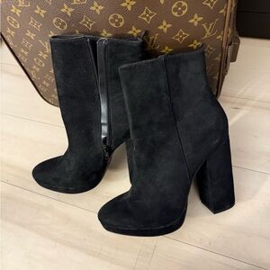 Black Suede Platform Ankle Boots